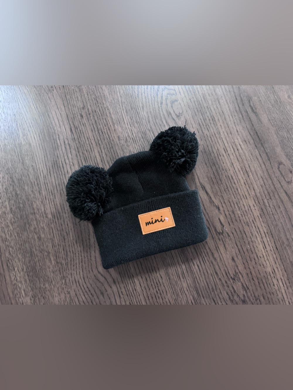 NWOT Mini Black Pom Pom Newborn Beanie